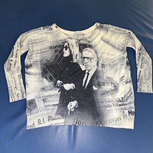 RARE PRINTED ARTWORKS sz M cashmere  blend sweater Jackie & Ari Onassis AWESOME